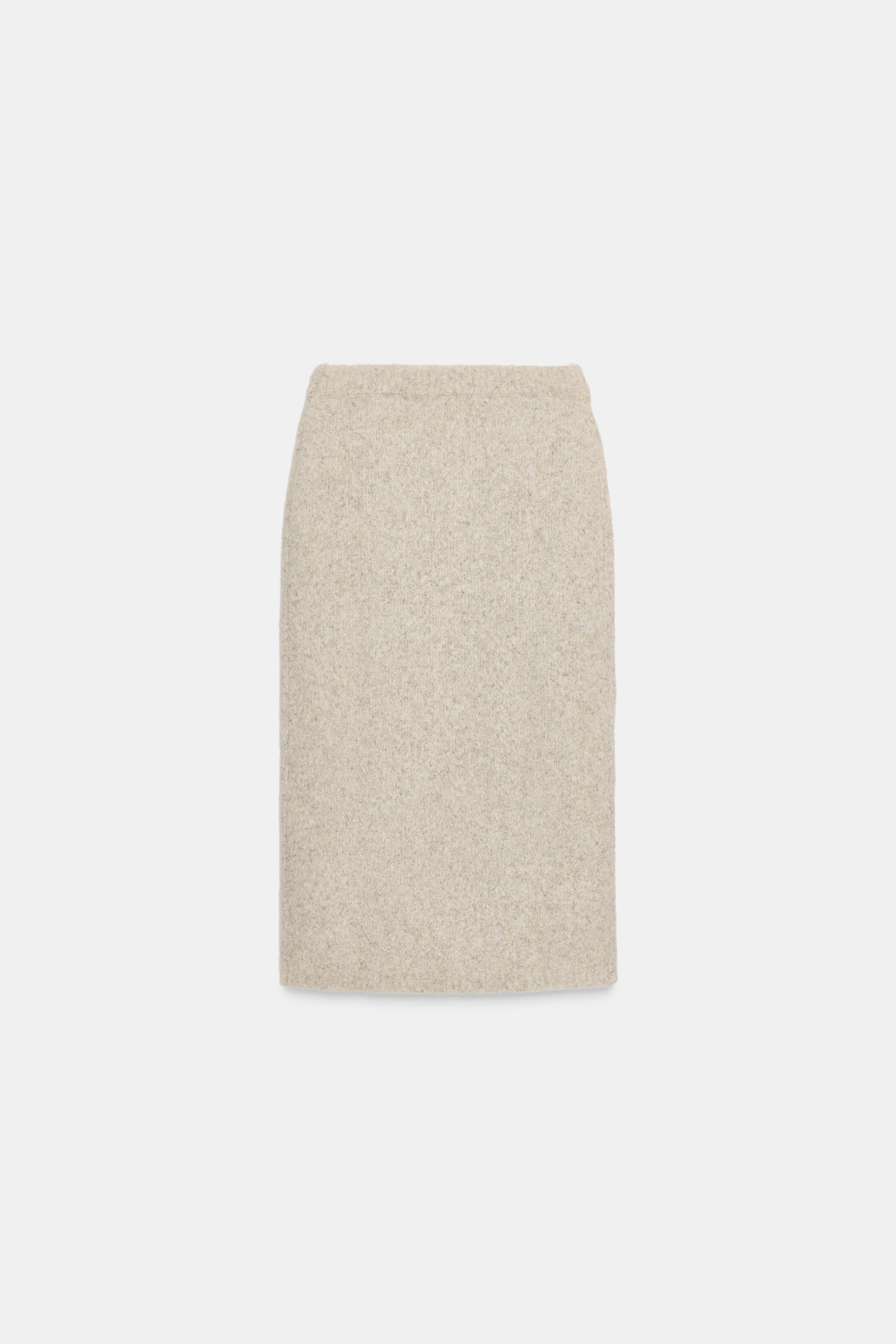 BRUSHED EFFECT KNIT MIDI SKIRT
